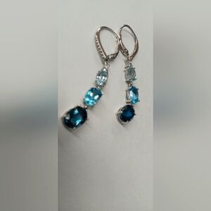 Kay Jewelers Silver and Blue Gemstone Earrings